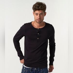 Merz B Schwannen Black Long Sleeve Henley Shirt